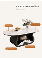 Table basse convertible moderne de luxe léger avec plateau en ardoise et structure en acier, design minimaliste pour salon