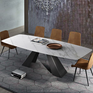Artificielle Marbre Français <span class=keywords><strong>Italien</strong></span> Dubaï Blanc Gris Rectangle De Luxe 6 8 12 10 places table à manger ensemble - Product Image 3