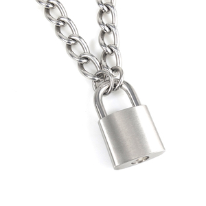 Collana con Lucchetto in Acciaio Inossidabile <span class=keywords><strong>Gina</strong></span> Designer, Catena Choker Punk Argento per Uomo e Donna, per Regali Promozionali e Aziendali - Product Image 5