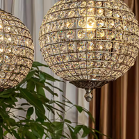 Lustre vintage en cristal doré style Empire, hauteur réglable, suspension globe rétro royale, éclairage à économie d'énergie, garantie 5 ans