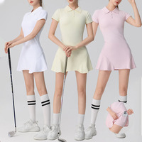 YIYI Robe de tennis de sport décontractée à col polo coupe ajustée Ensembles de tenues de golf pour femmes Robes de sport à manches courtes avec short intégré