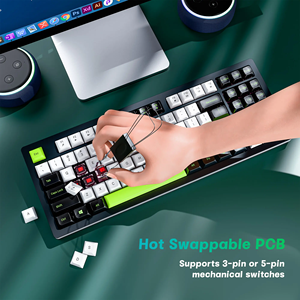 คีย์บอร์ดไร้สายแบบ Tri-mode พร้อมแผงโลหะ 87 ปุ่ม ไฟ RGB สำหรับเล่นเกมและอีสปอร์ตโดยเฉพาะ - Product Image 5