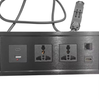 Station de prise de courant de bureau en alliage d'aluminium avec multiprise et unité de distribution d'énergie pour table de conférence et bureau