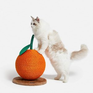 Nuevo diseño: Rascador para gatos con bola naranja, poste rascador para mascotas con cuerda de sisal, poste rascador para gatos con diseño de cereza para gatos y gatitos. - Product Image 4