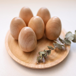 X-EM01 Hot Selling Cor Natural 6pcs Bebê Ovo De Madeira Em Forma <span class=keywords><strong>Maracas</strong></span> Shaker Toy Instrumentos Musicais Atacado Agitadores De Ovos De Madeira