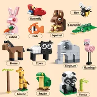 Mwwoma-blocs de Construction pour enfants, jouet à assembler, petite brique, jeu préscolaire, Zoo, Animal, fôret