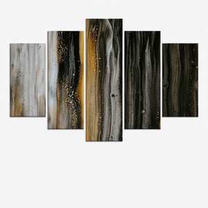 Modern Black, White & Gold Printed <b>Canvas</b> Artwork - Elegant <b>Wall</b> Decor,SET OF 5 MIX <b>CANVAS</b> - Product Image 2