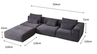 Ensemble de canapé d'angle en forme de L moderne pour salon, hôtel et villa, revêtement en tissu, mousse écologique, durable