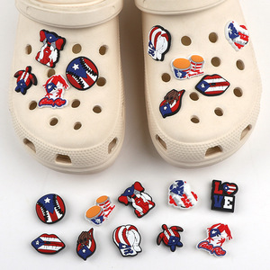 Phong Cách Mới Khóa Mỹ Ngày Độc Lập Giày Hoa Đội Phụ Kiện Trang Trí PVC Vá DIY Croc Túi Đồ Trang Trí - Product Image 1