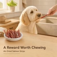 Bandes de saumon séché OEM ODM, emballage personnalisé, vente en gros pour animaleries, chiots, chiens adultes, friandises pour chiens