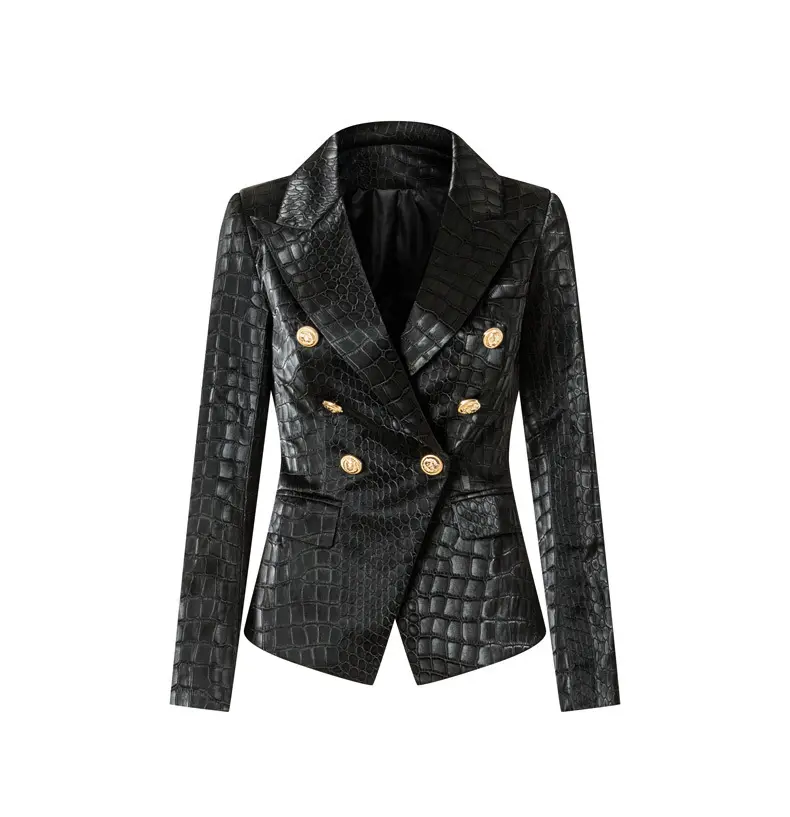 A5934 2021 New Arrivals Long Sleeve Leather Woman Jacket Fashionable Wholesale Women Boutique Designer Coat