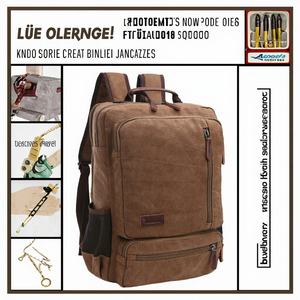 MKW5091 Custom Logo Unisex Travel Sports Laptop <b>Backpack</b> Vintage Waterproof Lightweight Zipper Large Capacity Canvas Students - Product Image 3