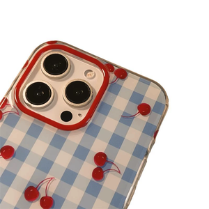 Coque de téléphone cerise simple à carreaux bleus coque de protection en silicone de dessin animé adaptée pour <span class=keywords><strong>iPhone</strong></span> 16/15 PRO - Product Image 5