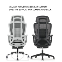Chaise de bureau ergonomique moderne en maille à dossier haut avec appui-tête/appui-pieds réglables, chaise de direction