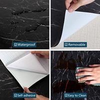 Papier peint décoratif auto-adhésif en PVC imperméable noir moderne, effet marbre, très vendu, pour salle de bain, cuisine, comptoir