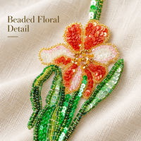 Applique de fleur de narcisse faite à la main avec perles et sequins pour robes, tenues de soirée, cheongsams, embellissement de vêtements et travaux de couture DIY