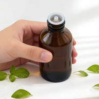 Bouteille en plastique ronde de 1L pour sirop contre la toux, couleur ambre, avec bouchon à vis inviolable