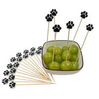 Griffe noire bambou brochette jetable alimentaire Dessert cure-dents Cupcake décoration fête des enfants 100 pièces Pack