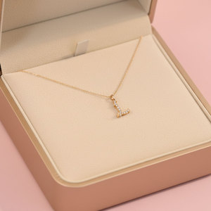 High Quality Fine Jewelry Wholesale 18K Solid Rose Gold <b>Necklace</b> Real Natural Diamond Letter L Pendant <b>Necklace</b> Gift For Women - Product Image 6