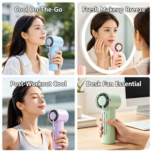 Trending Blue Cheap <b>Hand</b> <b>Fan</b> Battery Small Size Cooling <b>Fan</b> Five <b>Hand</b> <b>Fan</b> With Logo - Product Image 1