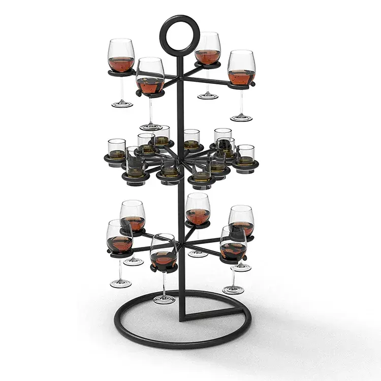 3 Tier Counter top Martini Glasses Display Stand Metal Cocktail Tree Holder
