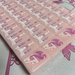 Tuiles de Mahjong en Acrylique Rose Clair de Luxe 36mm, Motif Joker Ville de <span class=keywords><strong>Paris</strong></span>, Écologiques et Portables, Stock d'Usine - Product Image 4