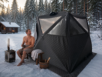 Tente de sauna carrée Warmfire - Ouverture automatique, imperméable, pour 6 personnes, structure en fibre de verre, étanchéité haute performance pour la plage et la glace