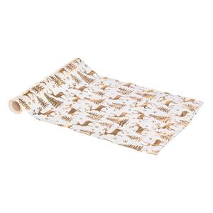 ROULEAU DE RUBAN EN TISSU BLANC AVEC RENNES/ARBRES DORÉS 28X300CM - Product Image 1