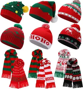 Jacquard Winter Warm Kids   Adults Soft Warm Thermal And Mitten Christmas Scarf Hat Glove Sets Winter Hats And Gloves