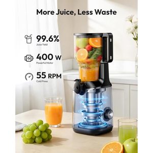 Extractor de Jugos en Frío Euhome con Boca Ancha de 5.8 Pulgadas, Prensado Lento para Frutas y Verduras Enteras, 100w, Carcasa Metálica, Eléctrico - Product Image 4