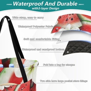 80*118in Hawaii Custom Watermelon Frangipani Hau Large Size Picnic Blankets Easy Foldable Washable Hand Bag Camping Blanket - Product Image 3