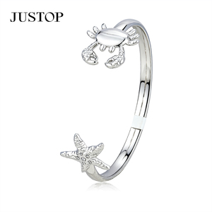 JUSTOP Rhodium Plated Cuff <b>Bracelet</b> Women's <b>Crystal</b> Rhinestone Channel Setting Classic Fashion Jewelry stainless steel Bangle - Product Image 2