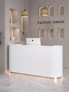 Comptoir de caisse pour salon de beauté, comptoir de bar pour magasin de vêtements, comptoir de réception pour salon de manucure, salon de coiffure, studio de yoga, comptoir incurvé - Product Image 2