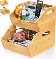 Panier de rangement empilable en bambou pour garde-manger, organiseur de comptoir de cuisine pour pommes de terre et oignons, panier à fruits et légumes multi-usages coulissant