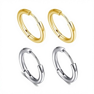 Boucles d'oreilles créoles ondulées uniques et <span class=keywords><strong>tendance</strong></span> en acier inoxydable pour hommes, style européen et américain, en stock - Product Image 3