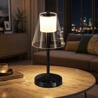 Lampe de table sans fil rechargeable 4000 mAh 3CCT à intensité variable tactile avec batterie externe USB pour chambre et appartement