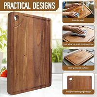 Ensemble de 3 planches à découper en bois d'acacia de qualité supérieure personnalisées avec rainure profonde pour le jus, faciles à nettoyer pour la cuisine