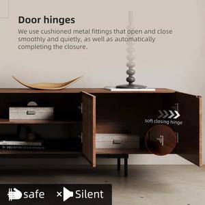 ชุดขาตั้งทีวีและโต๊ะกาแฟวอลนัท2ชิ้นแบบพรีเมี่ยมขนาดกลางพร้อมที่เก็บของและการจัดการสายเคเบิลที่ขยายได้ - Product Image 5