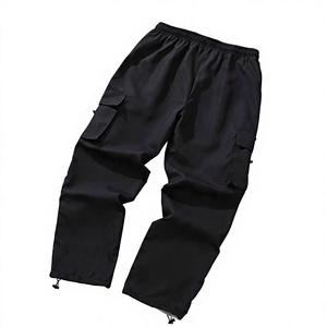 Pantalon de jogging cargo noir pour homme, taille élastique, cordon de serrage, poches latérales, décontracté, respirant, séchage rapide, écologique - Product Image 2