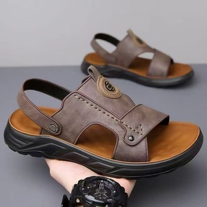 Sandales à sangle en T pour hommes, gris kaki, bande élastique, chaussures de plage à enfiler, semelle souple, respirantes, chaussures d'été pour jeunes de 18 à 40 ans - Product Image 3