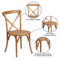 Salle à manger de mariage en plein air empilable Farmhouse Venue Brown Stable Resin Plastic Cross Back X Chair