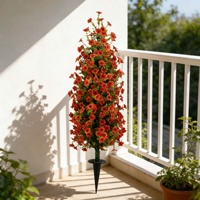 Fleurs en soie détachables violettes à insérer dans le sol, oranges - Décoration pour Halloween, Fête des Mères/Fête des Pères, résistantes aux UV, imperméables
