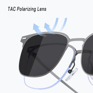 Unisex Fashionable Print Yellow Lens Magnetic Lightweight Square Half Rim Metal Stainless Sunglasses <strong>TAC</strong> Polarized Clips - Product Image 3