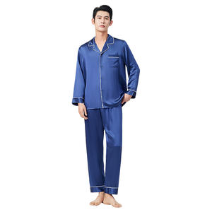 <span class=keywords><strong>Pijamas</strong></span> de Manga Larga para Hombre, Otoño-Invierno, 100% Seda de Morera de Alta Calidad, 19mm, Transpirables, Ropa Cómoda para el Hogar - Product Image 5