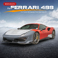 Accesorios de Coche Kits de Carrocería para Ferrari 488 2015-2020, Actualización a Estilo P en Carbono Húmedo y Plástico PP, Kit de Parachoques y Carrocería