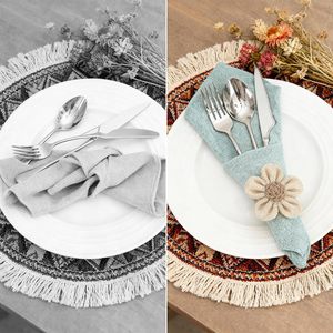 Anneaux <span class=keywords><strong>de</strong></span> <span class=keywords><strong>serviette</strong></span> faits à la main, rustiques, réutilisables, style bohème, pour Noël, Thanksgiving, mariage, décoration élégante <span class=keywords><strong>de</strong></span> table à manger - Product Image 4