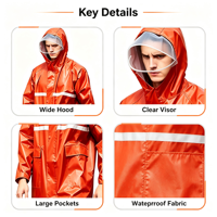 Poncho de pluie réfléchissant en tissu Oxford épaissi pour homme adulte, style coupe-vent une pièce, imperméable de sécurité pour le travail en extérieur