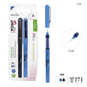 Penna a sfera a punta Fine 0.5mm (2 pezzi) nero-blu-accessori per cancelleria - Product Image 1