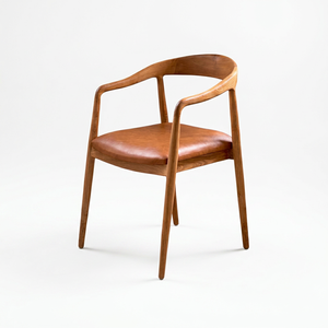 Chaise de salle à manger moderne en teck, fauteuil en bois avec siège rembourré résistant à l'eau pour hôtel, café, maison, salle à manger - Product Image 1