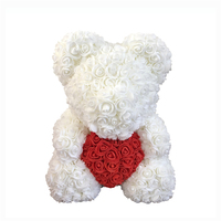 40cm de lujo PE Rosa perro oso Artificial de flores de espuma de oso de rosas con corazón, regalo para las mujeres de San Valentín regalo de boda